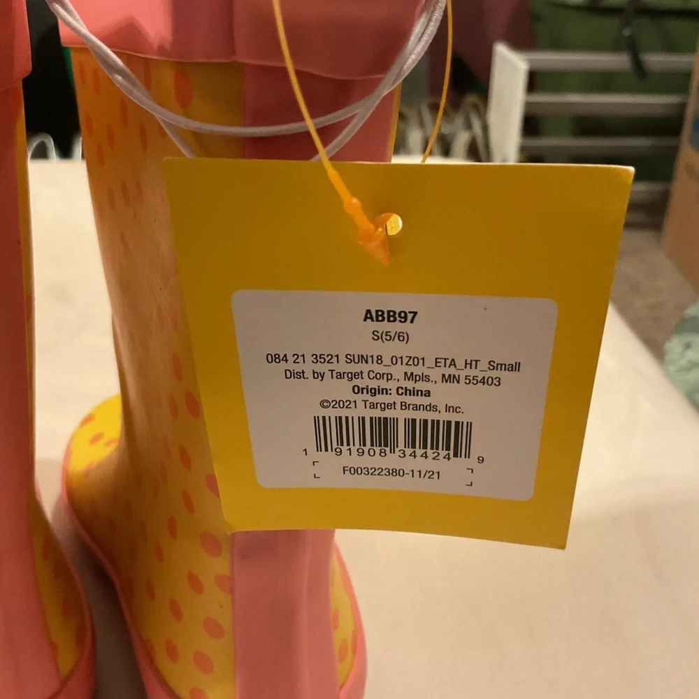 Sun Squad Kids Yellow Polka Dot Garden Rain Boots